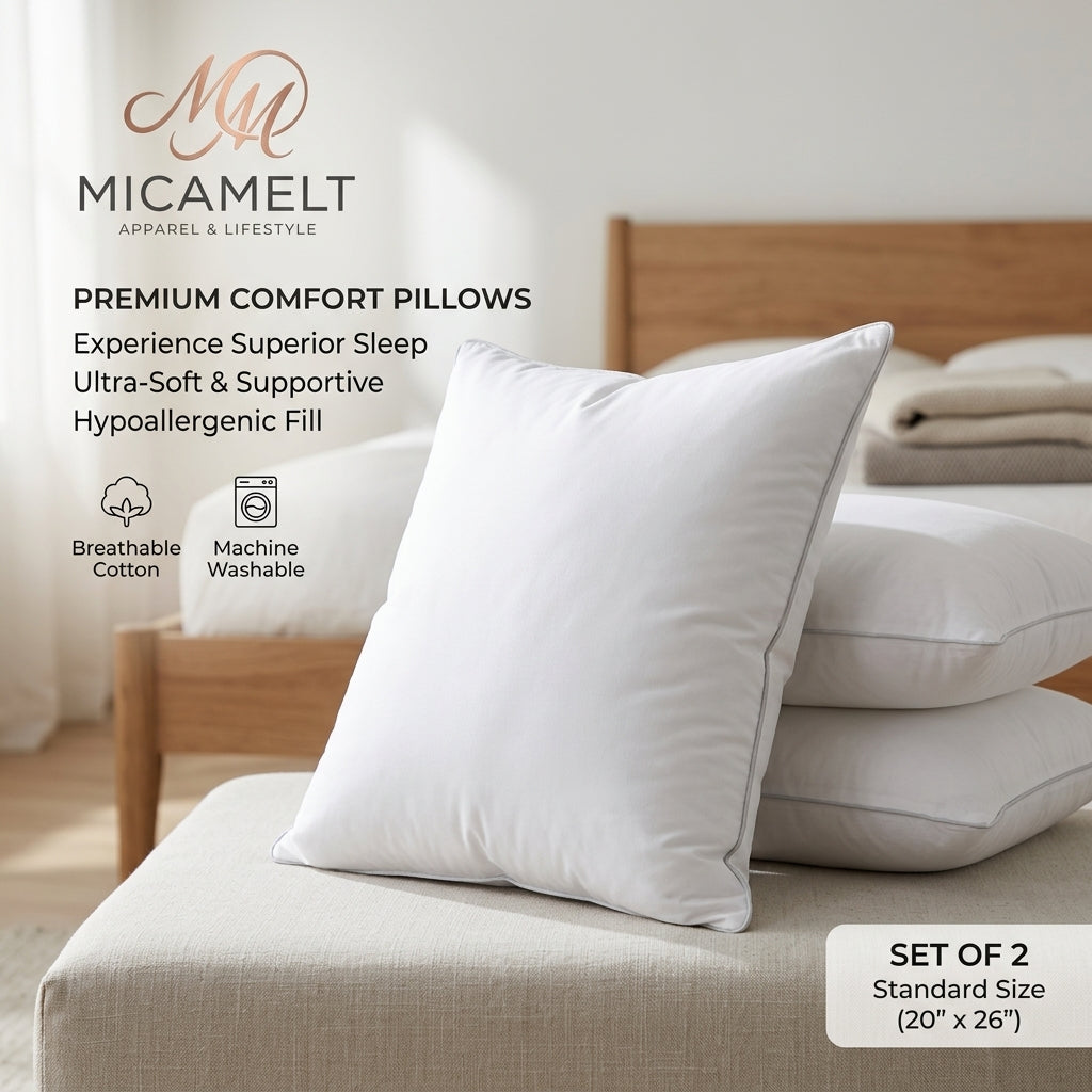 MicaMelt™ Soft-Blend Microfiber Bed Pillow (with Dynamic Neck-Support Contours &amp; Breathable Edge)