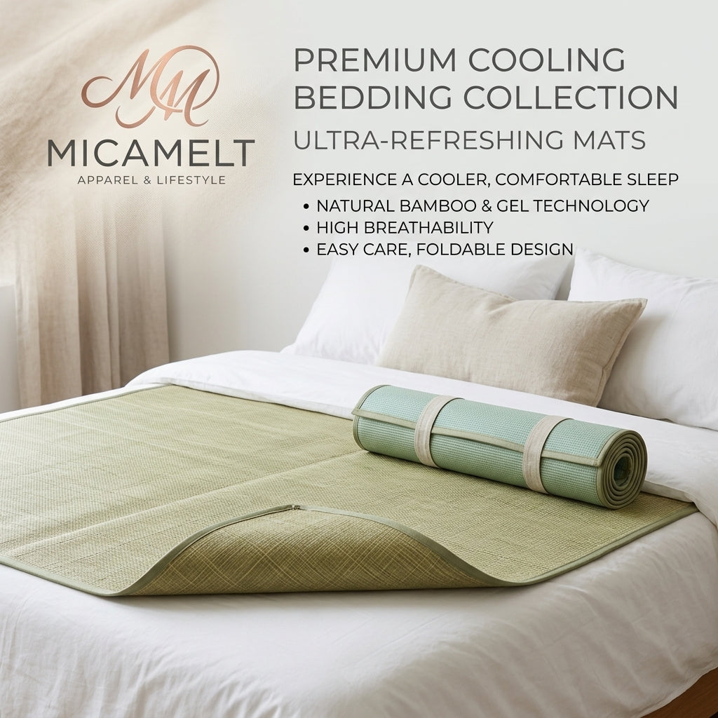 MicaMelt™ Soft-Blend Ice-Cooling Sleep Mat (with 360° Deep-Pocket Skirt & Non-Slip Anchor Backing)