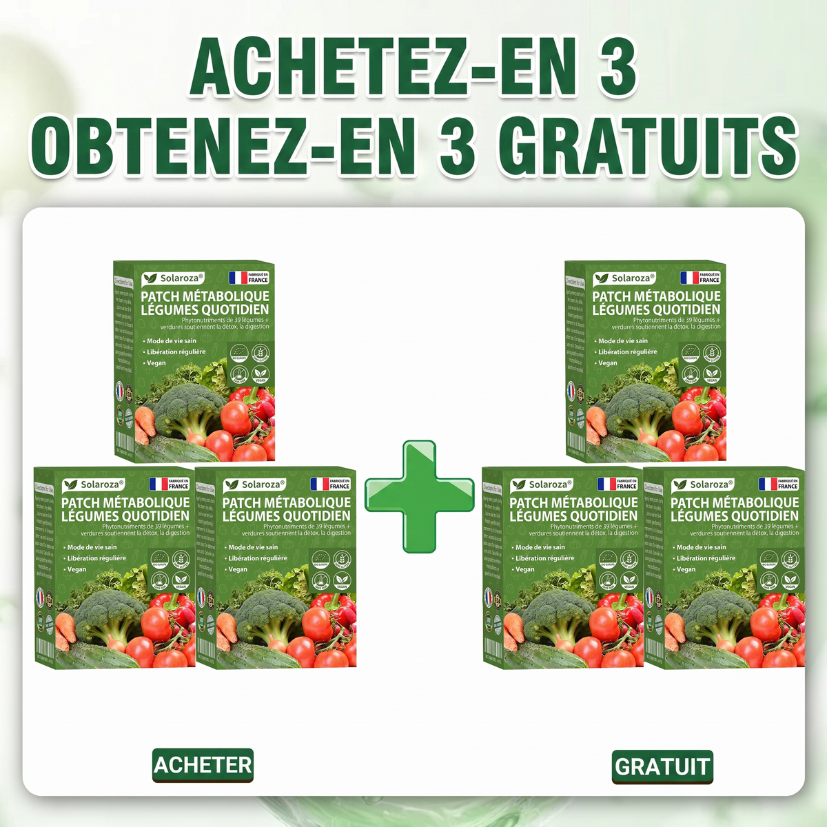 🥦Solaroza® | Patchs Métabolisme Bio-Nutriments – Complexe 39 Légumes & Super-aliments